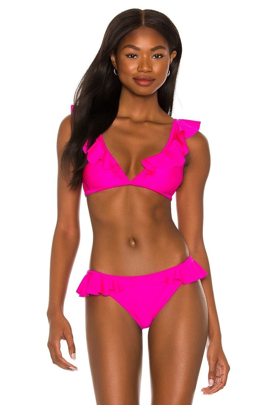 Shani Shemer X Revolve Rubi Ruffled Bikini Top - M - Hot Pink